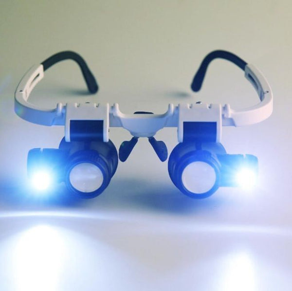 Jeweler Repair Magnifier LED Lamp Headband Light Head-Mounted Magnifying Glasses