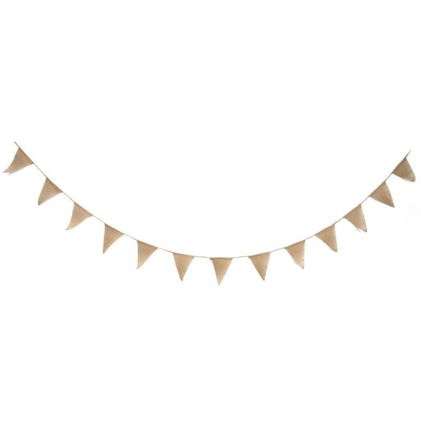 2pcs Rustic Hessian Bunting Banner | Jute Triangle Flags for Wedding Party Garden Decor