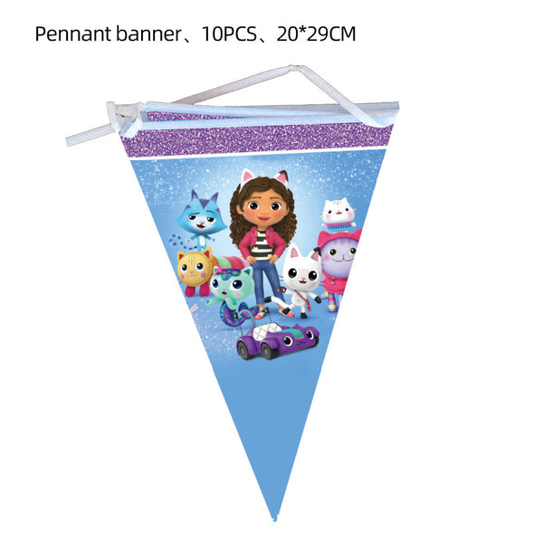 Gabby's Party Tableware Party Supplies Girls Birthday Banner Topper Balloon