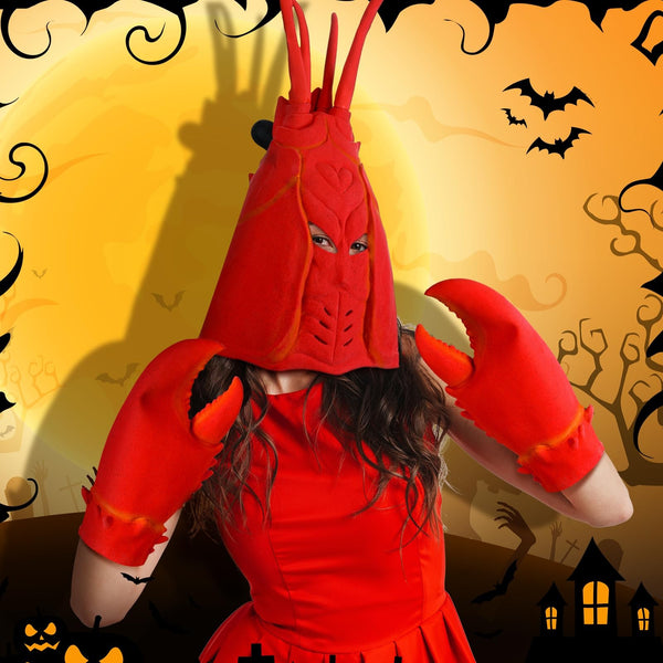 Funny Crab Lobster Claw Gloves and Headdress Set – Latex Cosplay Costume Party Accessories