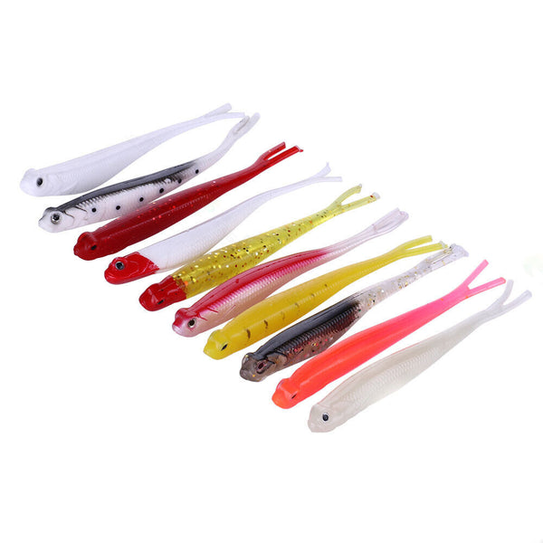 10Pcs Soft Fishing Lures Fake Bait Bionic Fishing Lure Saltwater & Freshwater AU