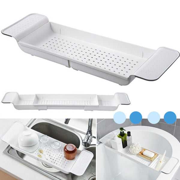 Tray Over Bath Tub Bathtub Shelf Holder Caddy Shower Storage Expandable Rack