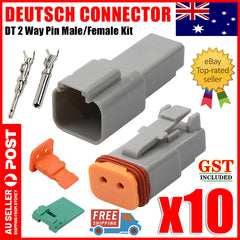 10x For Deutsch DT 2 Way Pin Male/Female Electrical Connector Plug Waterproof
