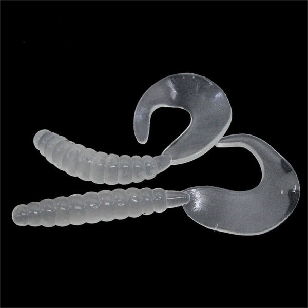 100X lure Plastic 35mm Paddle Tail Worm Bass Soft Grub Tackle Fishing Lure Bream