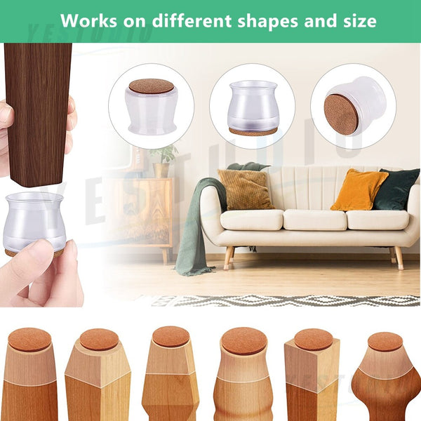 Chair Leg Protectors - 48Pcs Silicone Floor Protector Caps for Furniture & Table Feet