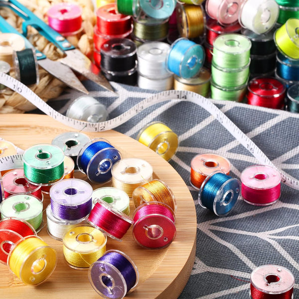 100PCS Sewing Machine Bobbins Multi Colour Plastic Thread Spools Embroidery Craft