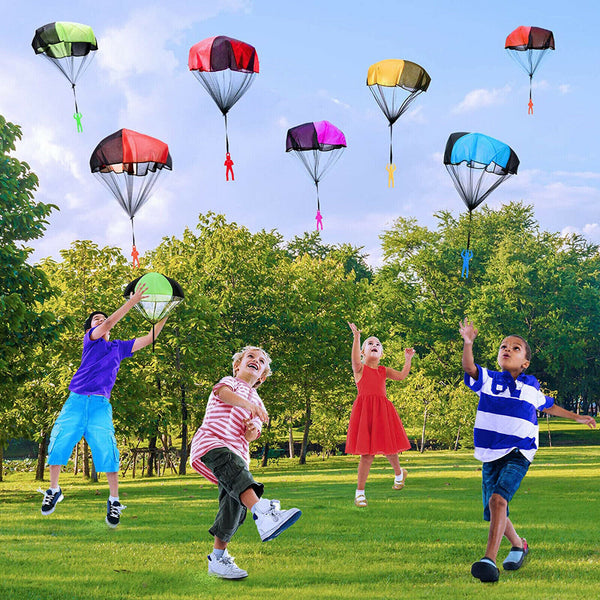 10X Hand Throwing Mini Soldier Parachute Kite Funny Toy Kid Outdoor Game Play AU