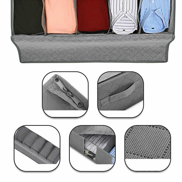 5 Compartments Clothes Shoes  Organizer Box Bag Under Bed Storage