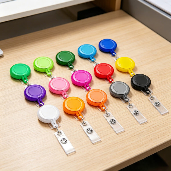30PCS Retractable Badge Holders ID Card Reel Clips Key Ring Security Holders