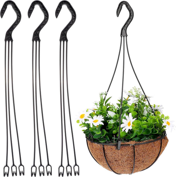 100pcs Hanging Basket Pot Hooks 36cm | 3-Prong Plant Hangers for Flower Pots