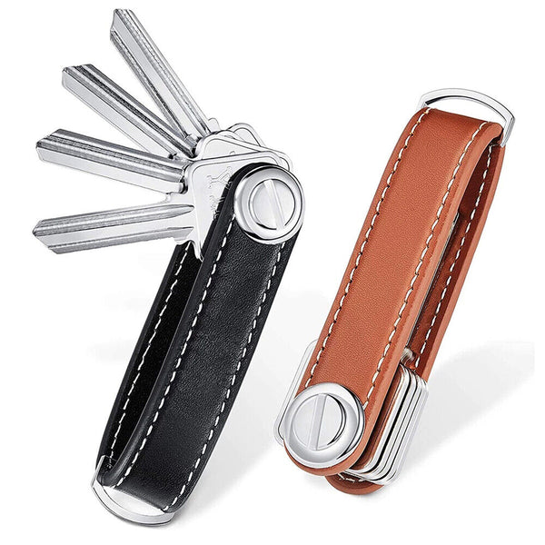 2pcs Leather Smart Keys Holder Organizer Clip Compact Folder Keychain Duration