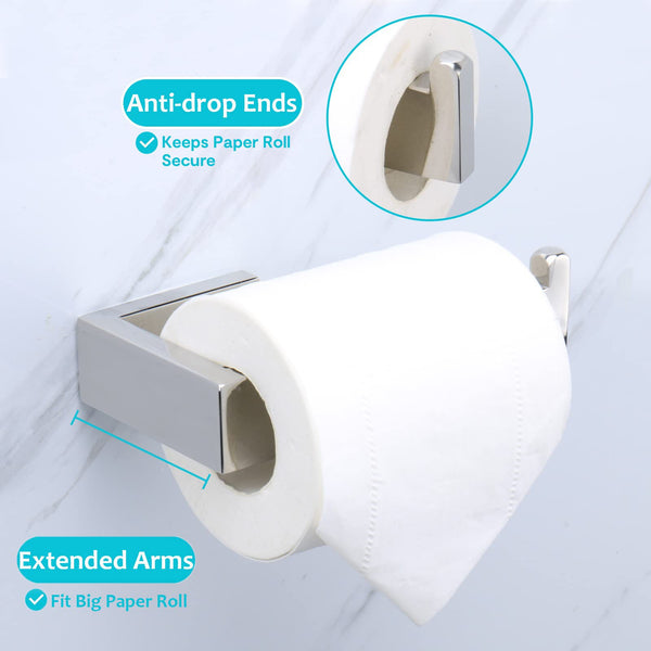 4pcs Toilet Paper Holder Set | Stainless Steel Wall Mounted Bathroom Roll Holders (Black & Chrome)