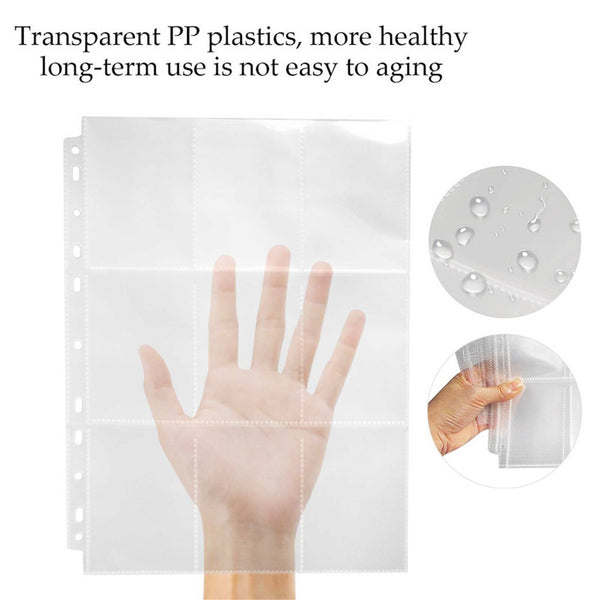 100pcs Wallets Album Pages Collection,Transparent Game Card Sleeves Holder Set