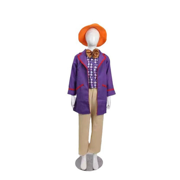 Kids Oompa Loompa costume back view with braces crossing over