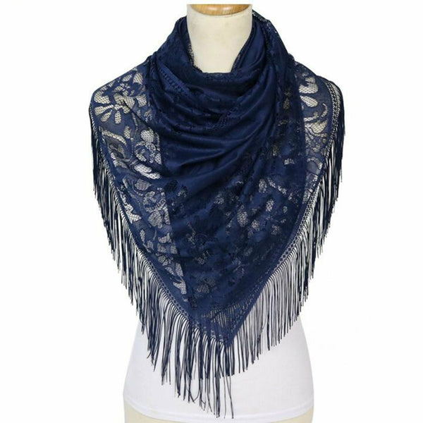 Women Soft Pashmina Scarf Lace Silk Feel Shawl Long Winter Neck Wrap