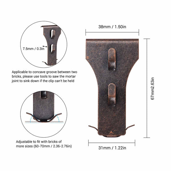 20Pcs Heavy Duty Brick Hooks Hanger Clips Fastener Hook Hanger Wall Clip Set AU