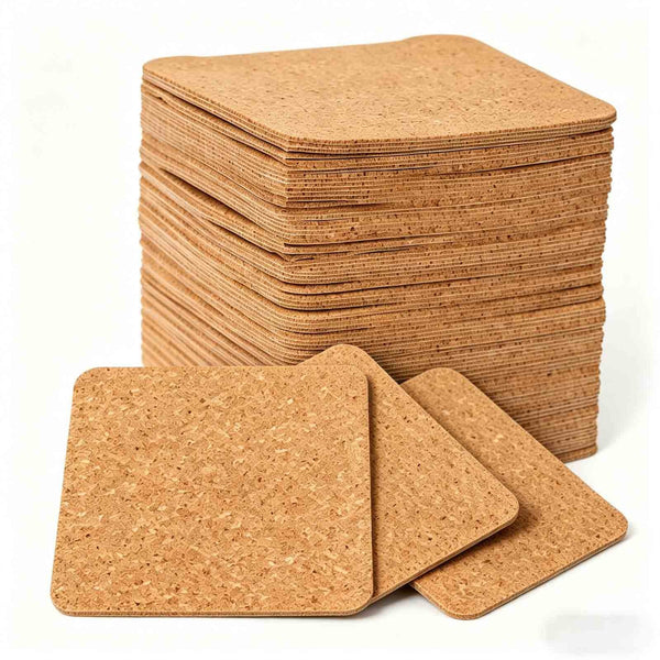 80PCS Self Adhesive Cork Sheets DIY Craft Backing Squares Coaster Tile Pads