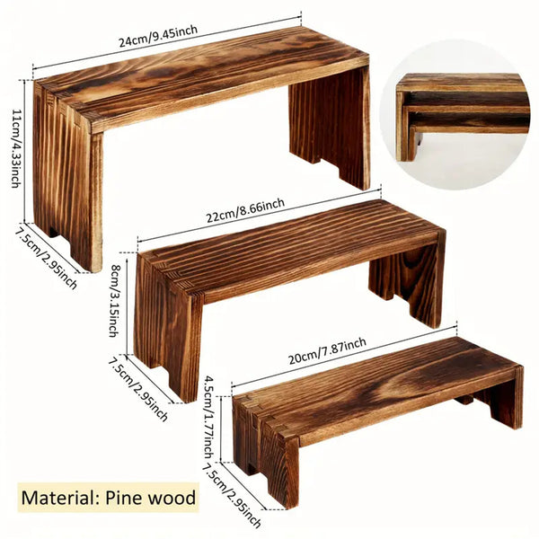 3 Tier Wooden Display Riser Cupcake Perfume Organizer Stand