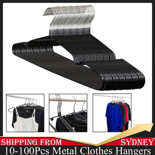 10X Metal Clothes Hangers Non Anti Slip Rubber Coated Wire Suit Coat Hanger