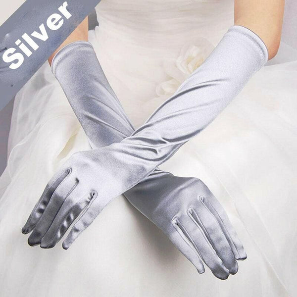 Ladies Long Satin Gloves Opera Costume Bridal Party Prom Wedding Womens Classic