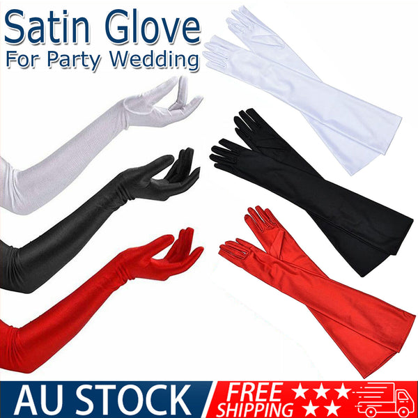 Ladies Long Satin Gloves Opera Costume Bridal Party Prom Wedding Womens Classic