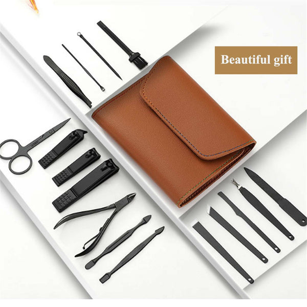 16PCS Manicure Pedicure Set Stainless Nail Trimming Kit Clipper Finger Care Tool