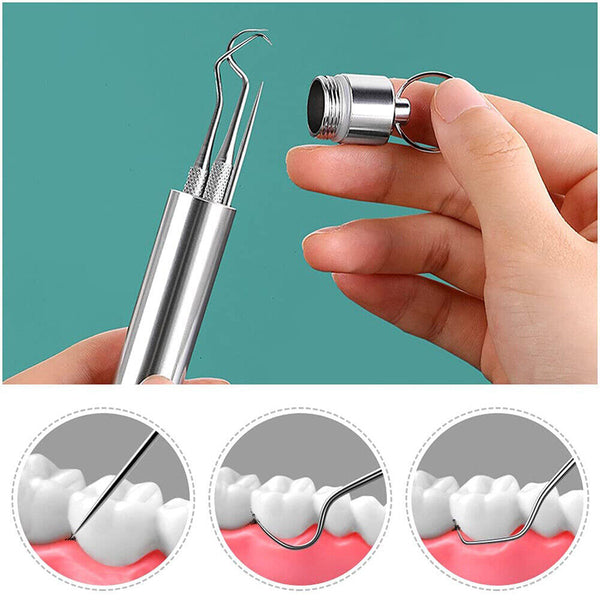 Stainless Steel Toothpick Set Metal Flossing Portable Toothpick Box Holder AU