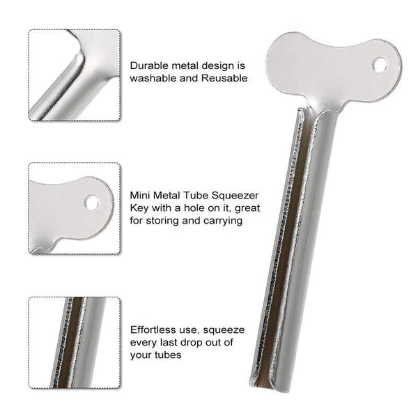 4x Stainless Steel Tube Toothpaste Squeezer Easy Key Dispenser Rolling Holder AU