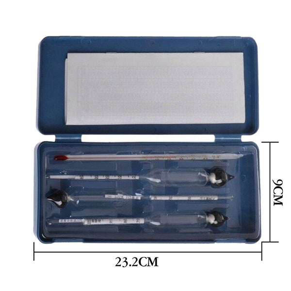 3PCS 0-100% Hydrometer Alcoholmeter Alcohol Tester Meter+Thermometer Tools Set