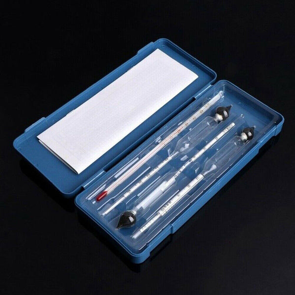 3PCS 0-100% Hydrometer Alcoholmeter Alcohol Tester Meter+Thermometer Tools Set