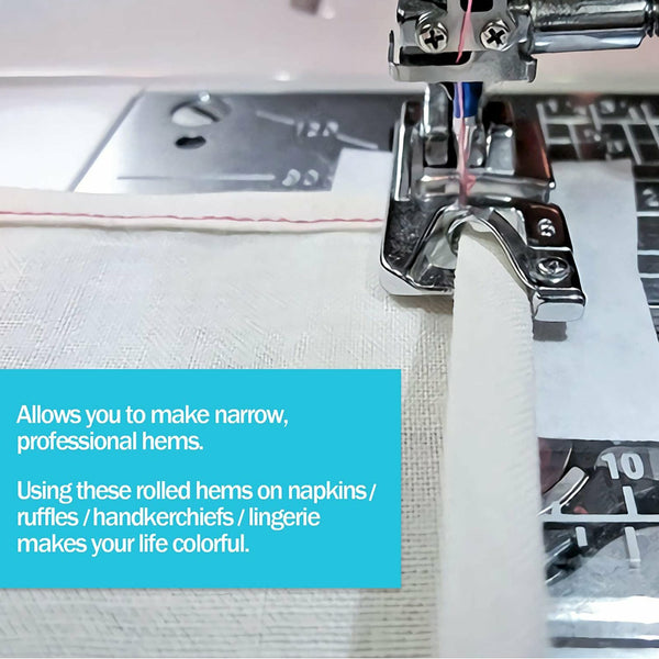 3 Size 3mm 4mm 6mm Hemming Feet Rolled Hem Presser Foot Narrow Rolled Hem Foot