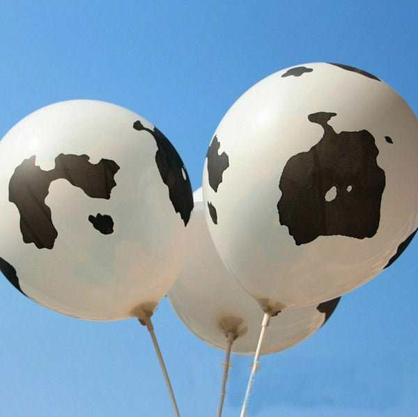 12PCS 30cm Cow Hide Print Latex Balloons Zoo Animal Country Holstein West Decor