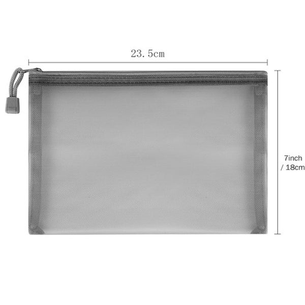 12PCS Clear Mesh Pencil Case Transparent Zipper Stationery Storage Pouch Set
