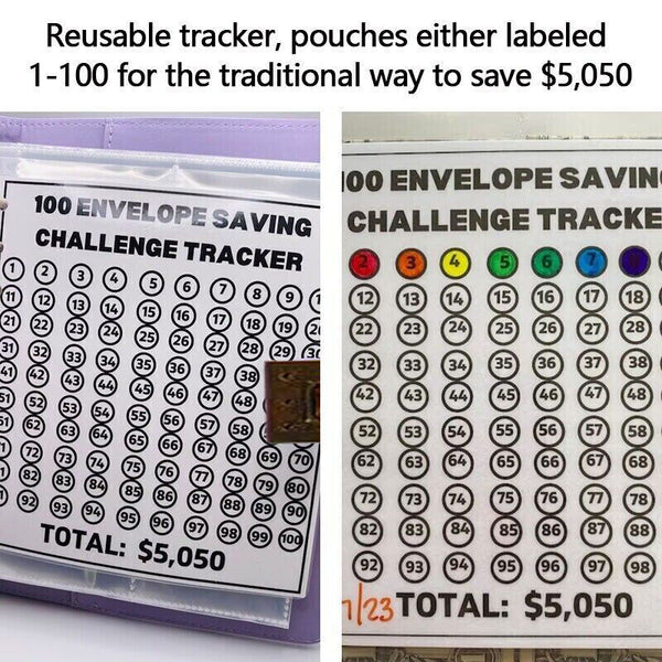 100 Days-Envelope Saving Money Book Budget Savings Challenge Binder with Lock