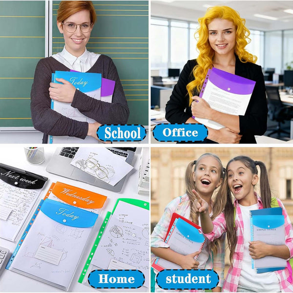 24PCS A4 PVC Document Folders Filing Wallets with Popper Closure