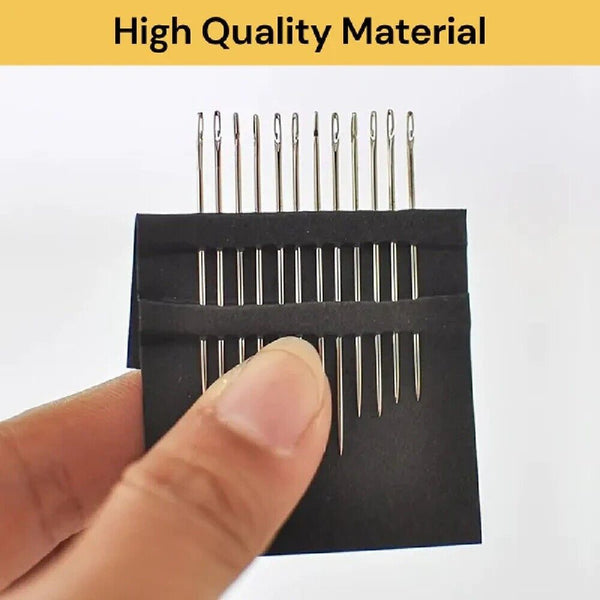 12 PCS Stainless Steel Self-threading Needles Opening Sewing Darning Needles AUS