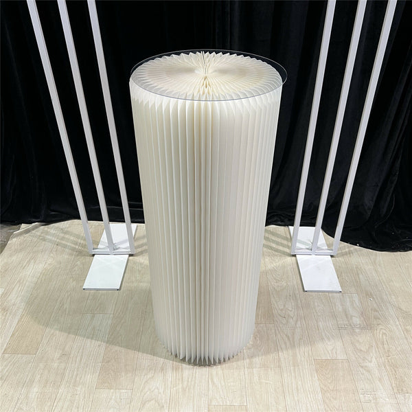 Plinth Cylinder Wedding Folding Hard Carboard Round Ripple Stand Acrylic Top DIY