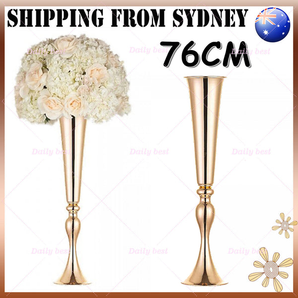 76cm Gold Mermaid Horn Vase Iron Centrepiece Flower Vase Party Wedding Pot Decor