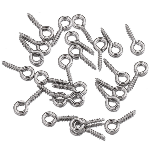 300PCS Small Tiny Mini Eye Pins Eyepins Hooks Eyelets Screw Threaded Peg 8x4mm