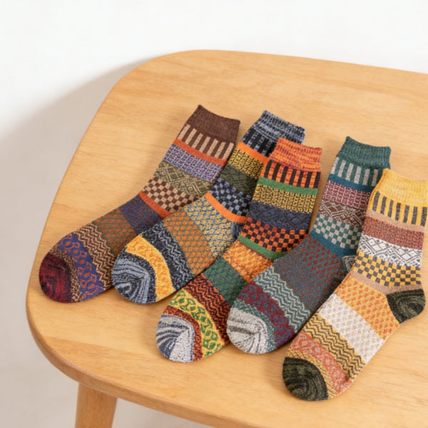 15Pairs Winter Thermal Nordic Socks – Warm Wool Blend Crew Socks