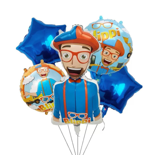 Blippi Party Supplies Tableware Kids Birthday Banner Topper Balloon Plate Bag
