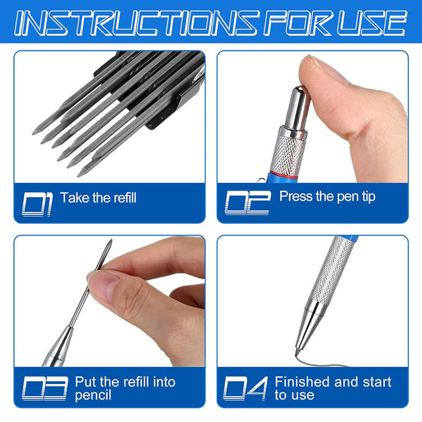 2X 2B 2mm Lead Holder Automatic Mechanical Draw Drafting Pencil 24 Leads Refill