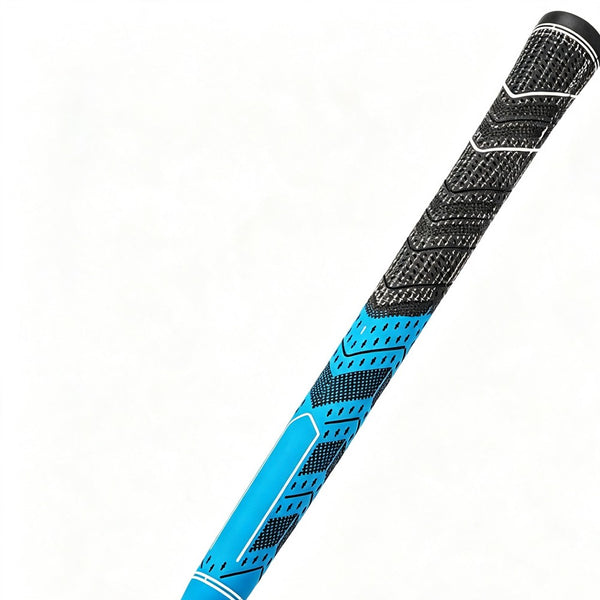 Golf club grip held in hand showing the anti-slip cord surface