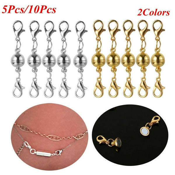 5/10Pcs Strong Magnetic Clasp Necklace Converter Extender lobster claws