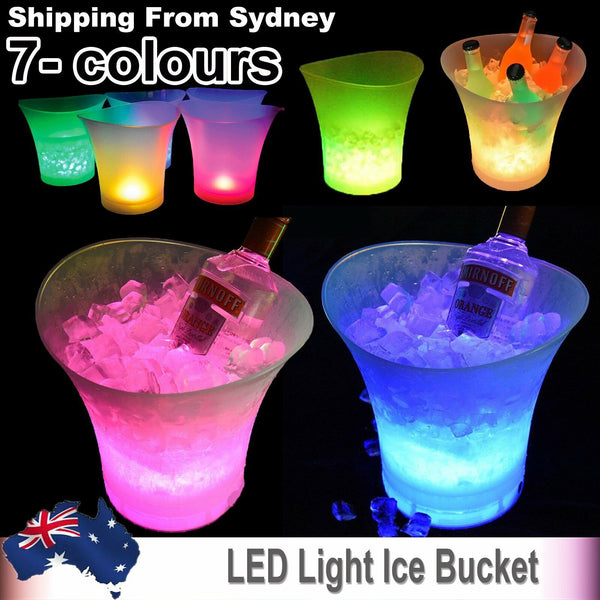 2pcs 5L LEDICE BUCKET Colour Changing Champagne Wine Drinks Cooler Light Glowing