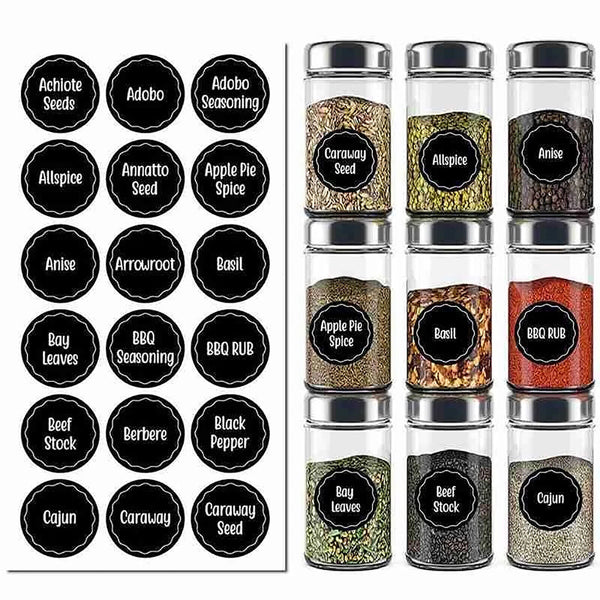 144pcs Spice Herb Storage Jar Labels Pantry Stickers Decals High Quality Durable