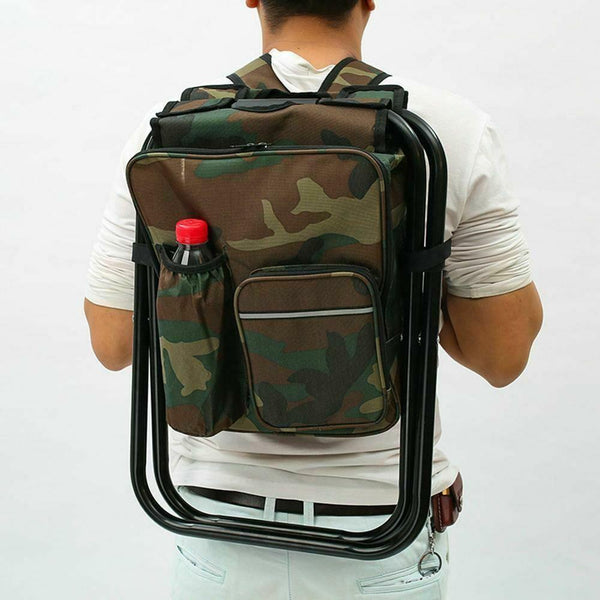 Portable Folding Backpack Chair Camping Stool Cooler Bag Rucksack Fishing
