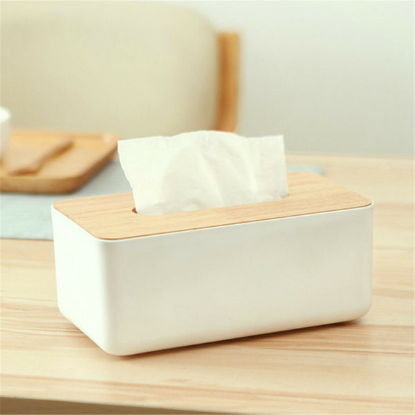 2x Tissue Box Dispenser Paper Storage Holder Napkin Case Organizer Wooden Cover