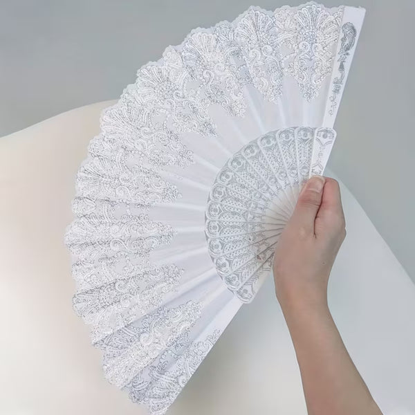 10PCS White Folding Hand Fans Wedding Party Dance Costume Decoration Accessories