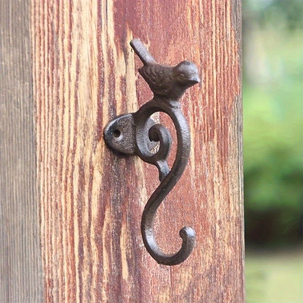 2PCS Vintage Cast Iron Wall Hooks Bird Design Coat Hat Towel Hanging Hooks